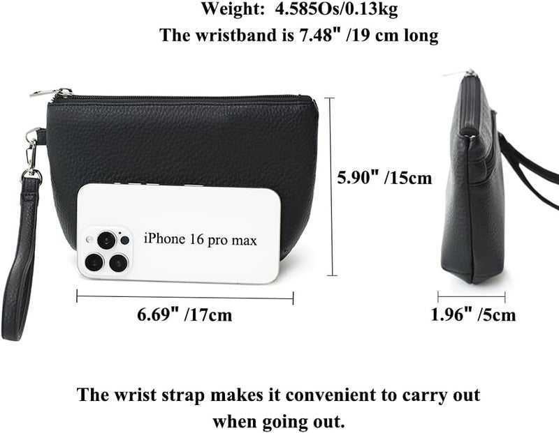 BBORGDC Small Wristlet Wallets for Women, Zip Clutch Bag with Wristlet Pouch, 3-Zipper Original Design - Image 2